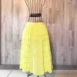 Jessica Taylor yellow gauze lace maxi skirt